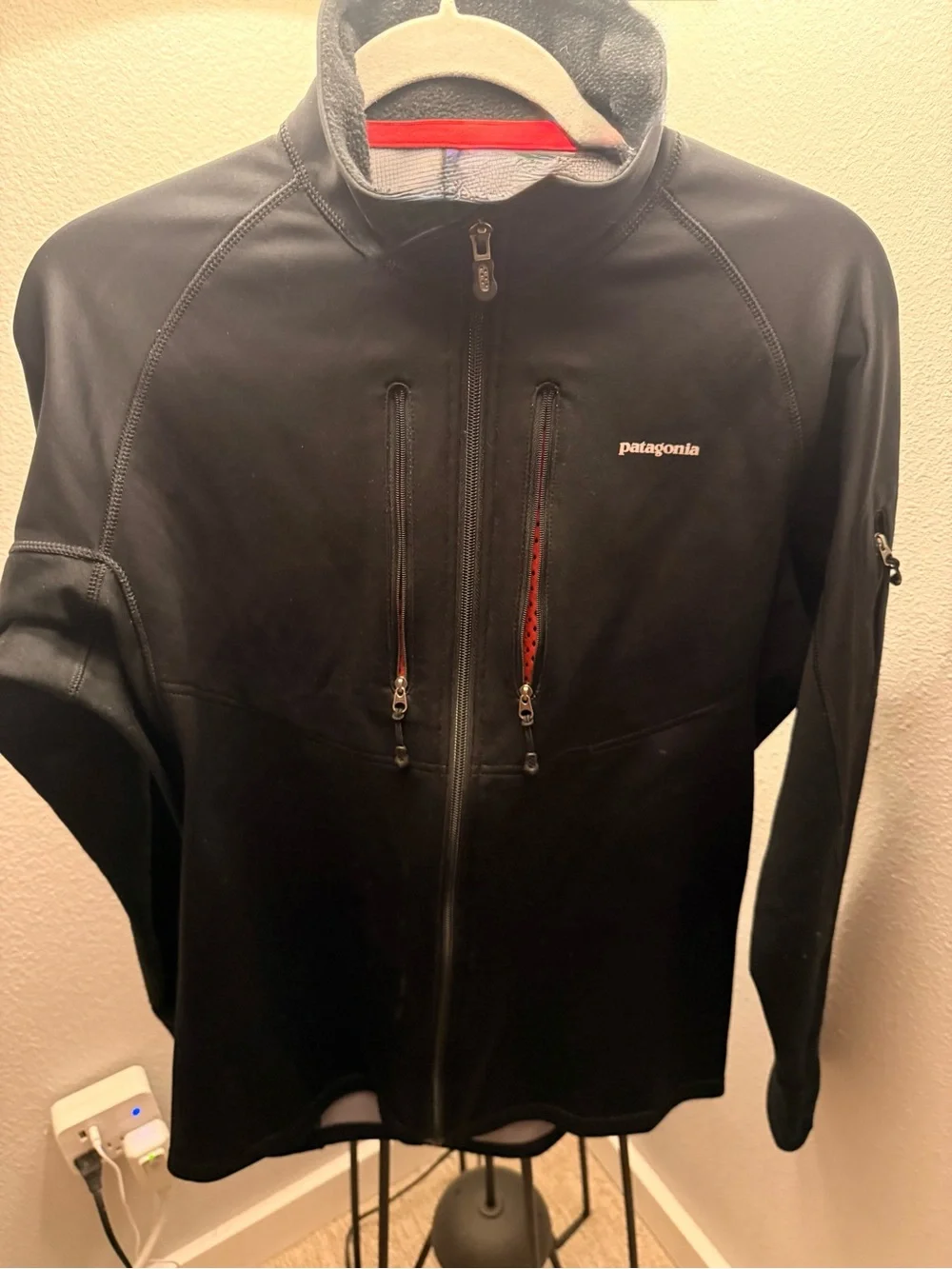 Patagonia Wind Shield Jacket Mens Medium M Black Thermal Lined Full Zip
